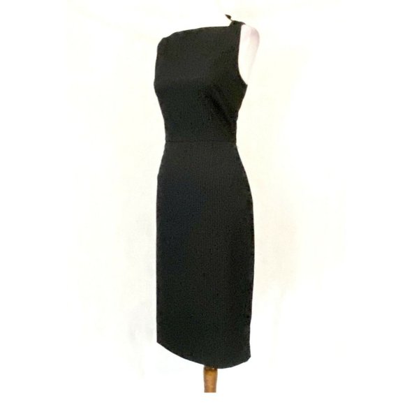 ANTONIO MELANI Dresses & Skirts - Antonio Melani Sleeveless Boat Neck Black-White Menswear Pinstripe Dress Size 10